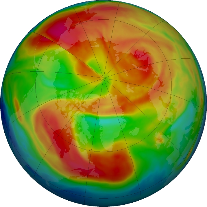 Arctic ozone map for 28 February 2019